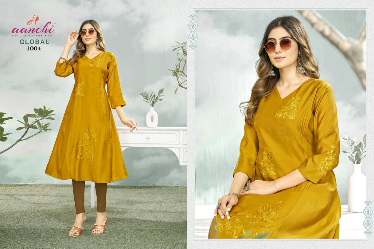 GLOBAL By AANCHI Stylish Beautiful Colourful Cotton Dresses At Wholesale Price